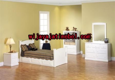 Set Tempat Tidur Anak Model Furniture Minimalis Putih Duco